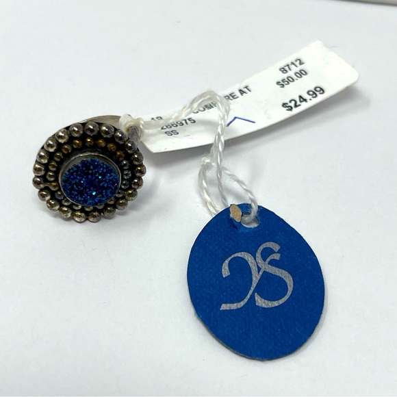 Sterling Silver Blue Titanium Druzy Ring Size 7 NWT (see Pictures Of Tarnish) - Picture 9 of 9